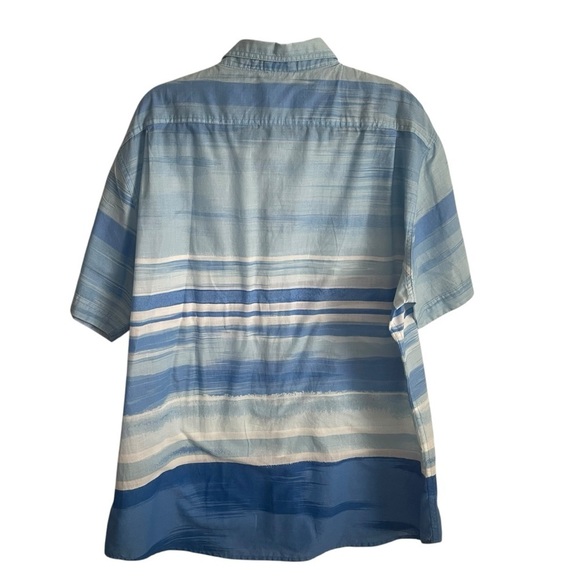 Izod Saltwater XXL Blue Relaxed Classics Button-Down Short Sleeve Shirt striped - Picture 2 of 8